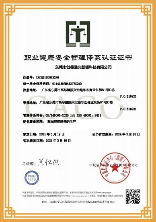 Occupational health and safety management system certification